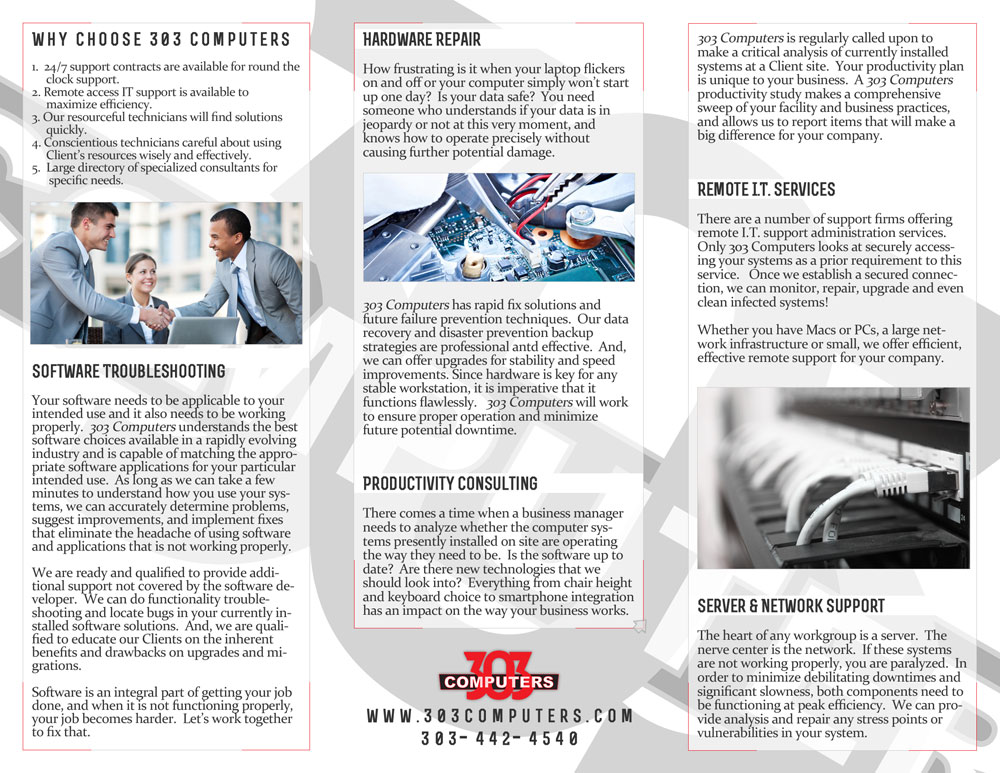 303 Computers brochure identity